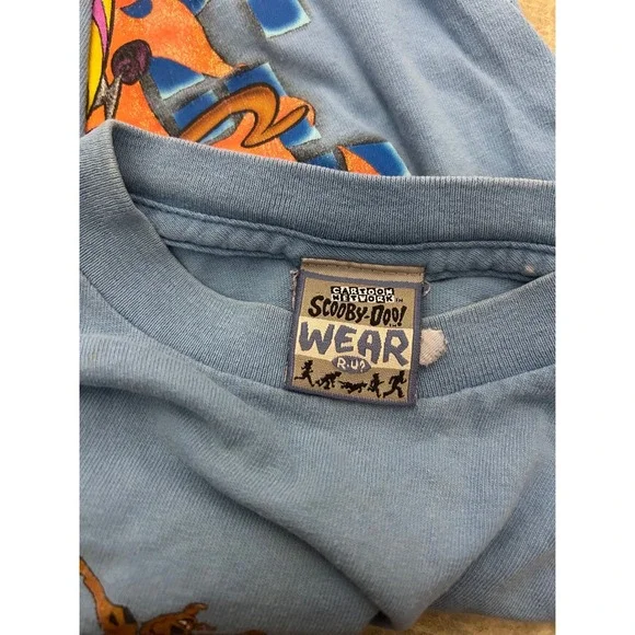 y2k 90's Vintage Scooby Doo Cartoon Network Blue Long Sleeve Graphic Tee Kids - Picture 3 of 8